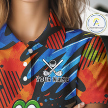 Load image into Gallery viewer, Custom Funny Colorful Graffiti Alligator Golf Polo Shirt For Women, Personalized ladies golf wear NQS10736