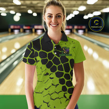 Load image into Gallery viewer, Black and Green Funny Alligator Bowling shirts for Women, Alligator Bowling Team Jersey NQS10739
