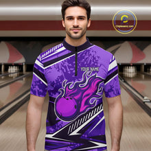 Load image into Gallery viewer, Purple Camo Flame Bowling Shirts For Men Custom Bowling Team Jerseys NQS10754