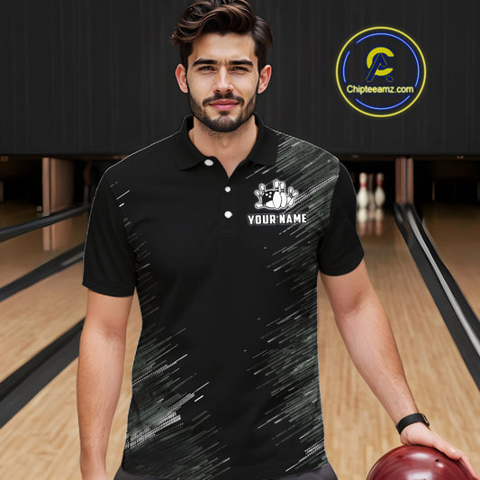 Black and silver Flame Bowling Shirts For Men Custom Team Bowling jerseys, Gift For Bowlers NQS11341