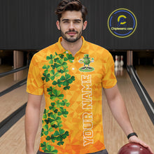 Load image into Gallery viewer, Orange pattern Green clovers St Patrick's Day Bowling Shirts for Men Custom Bowling Team jerseys NQS11696
