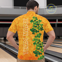 Load image into Gallery viewer, Orange pattern Green clovers St Patrick's Day Bowling Shirts for Men Custom Bowling Team jerseys NQS11696