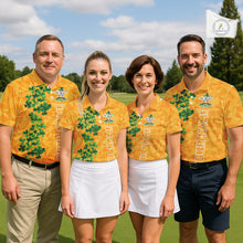 Load image into Gallery viewer, Orange pattern Green clovers St Patrick's Day Women Golf Polo shirt Custom best golf gifts for ladies NQS11697