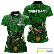 Load image into Gallery viewer, Funny Alligator Bowling Shirts For Women Custom Green graffiti pattern St Patrick Bowling Team Jersey NQS11161