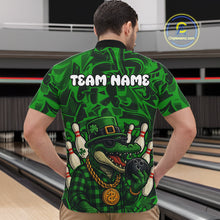 Load image into Gallery viewer, Funny Alligator Bowling Shirts For Men Custom Green graffiti pattern St Patrick Bowling Team Jersey NQS11161