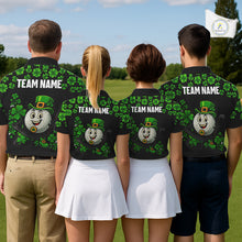 Load image into Gallery viewer, Black and Green Shamrock Funny Golf Polo Shirt For Men Custom St Patrick&#39;s Day mens golf outfit NQS11164