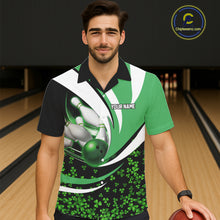 Load image into Gallery viewer, Green shamrock pattern Bowling Hawaiian Shirt custom St Patrick's Day bowling outfits team jerseys NQS11166