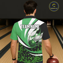 Load image into Gallery viewer, Green shamrock pattern Bowling Hawaiian Shirt custom St Patrick's Day bowling outfits team jerseys NQS11166