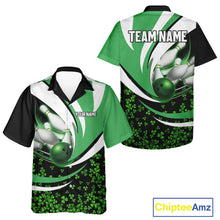 Load image into Gallery viewer, Green shamrock pattern Bowling Hawaiian Shirt custom St Patrick's Day bowling outfits team jerseys NQS11166
