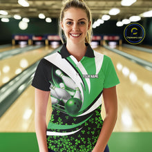 Load image into Gallery viewer, Green shamrock pattern Bowling Shirts For Women custom St Patrick's Day bowling outfits team jerseys NQS11166