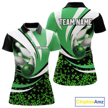 Load image into Gallery viewer, Green shamrock pattern Bowling Shirts For Women custom St Patrick's Day bowling outfits team jerseys NQS11166