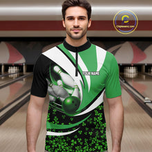 Load image into Gallery viewer, Green shamrock pattern Bowling Shirts For Men custom St Patrick's Day bowling outfits team jerseys NQS11166