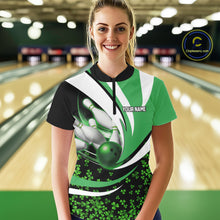 Load image into Gallery viewer, Green shamrock pattern Bowling Shirts For Women custom St Patrick's Day bowling outfits team jerseys NQS11166