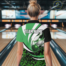 Load image into Gallery viewer, Green shamrock pattern Bowling Shirts For Women custom St Patrick's Day bowling outfits team jerseys NQS11166