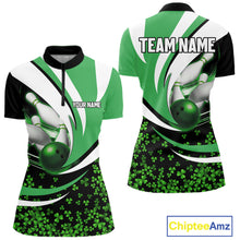 Load image into Gallery viewer, Green shamrock pattern Bowling Shirts For Women custom St Patrick's Day bowling outfits team jerseys NQS11166