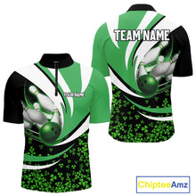Load image into Gallery viewer, Green shamrock pattern Bowling Shirts For Men custom St Patrick's Day bowling outfits team jerseys NQS11166