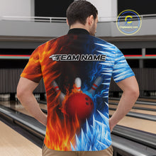 Load image into Gallery viewer, Fire and Ice Pattern Bowling Polo, Quarter Zip Shirts For Men Custom Flame Team Bowling Jerseys NQS11184