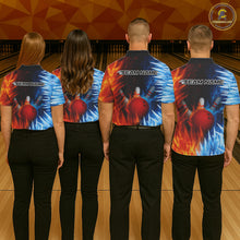 Load image into Gallery viewer, Fire and Ice Pattern Bowling Polo, Quarter Zip Shirts For Men Custom Flame Team Bowling Jerseys NQS11184