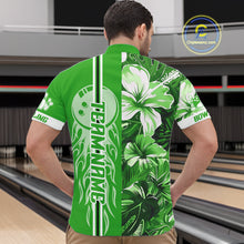Load image into Gallery viewer, Green tropical flower Flame Bowling Polo, Quarter Zip Shirts For Men Custom Bowler Gift Bowling Team NQS10991