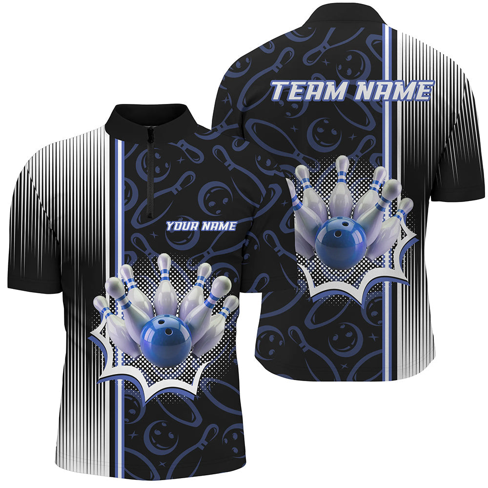 Blue Bowling Camo Custom Bowling Shirts For Men Bowling League Jerseys Bowler Outfit NQS8417
