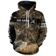 Load image into Gallery viewer, Duck Hunting with German Wirehaired Pointer waterfowl camo Shirts, Personalized Duck Hunting Gifts FSD3726