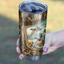 Load image into Gallery viewer, Duck Hunting Waterfowl Camo Custom name Stainless Steel Tumbler Cup - Duck Hunting Gifts Ideas FSD451