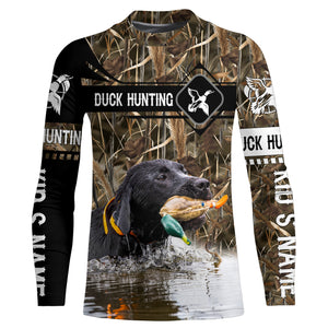 Duck Hunting with Black Labrador Retriever waterfowl camo Shirts, Personalized Duck Hunting Gifts FSD3123