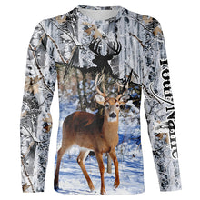 Load image into Gallery viewer, Deer Hunting Winter Snow Camo Custom Name Shirts for Men, Personalized Deer Hunting Gifts FSD15