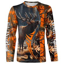 Load image into Gallery viewer, Elk hunting Orange camouflage custom Name all over print Shirts, Personalized gifts for hunter FSD1825