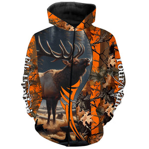 Elk hunting Orange camouflage custom Name all over print Shirts, Personalized gifts for hunter FSD1825