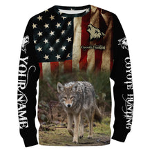 Load image into Gallery viewer, Coyote Hunting American Flag Custom Name 3D all over print Shirts, Coyote Hunting Clothing Gifts FSD109