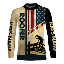 Load image into Gallery viewer, American flag Roofing custom Name UV Protection Shirts for Roofing Contractors, Roofing Expert FSD4057