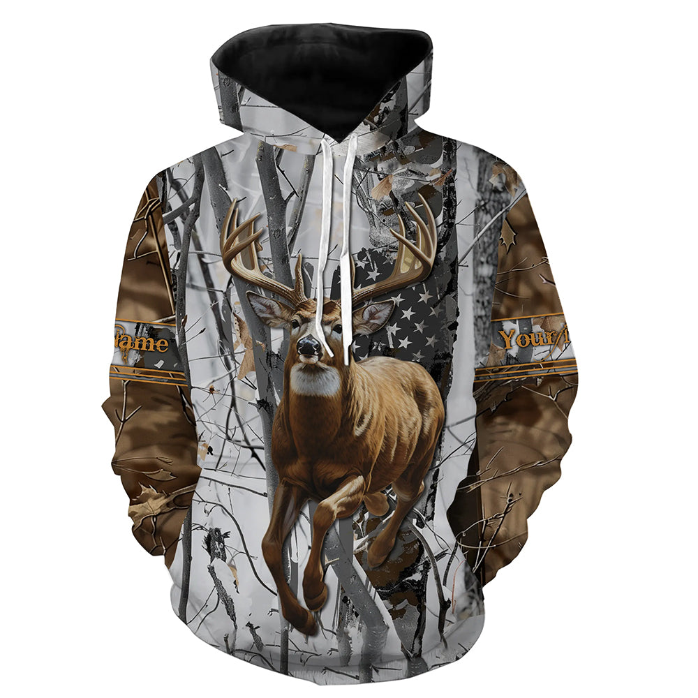 Deer Buck American Flag Custom Name 3D All over printed Shirts, Deer Hunting Shirt, Personalized Hunting Gifts - FSD2987