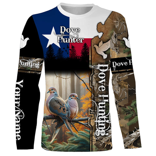 Texas Dove hunting Texas flag camo Custom Name all over print shirts, Bird hunting gifts FSD3355