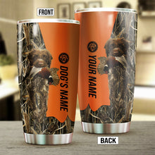 Load image into Gallery viewer, Wirehaired Pointing Griffon Birds &amp; Deer shed Hunting Dog Custom name Stainless Steel Tumbler Cup FSD4288