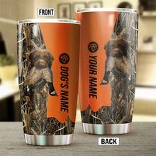 Load image into Gallery viewer, Wirehaired Pointing Griffon Birds &amp; Deer shed Hunting Dog Custom name Stainless Steel Tumbler Cup FSD4288