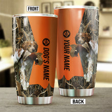 Load image into Gallery viewer, Brittany Birds &amp; Deer shed Hunting Dog Custom name Stainless Steel Tumbler Cup FSD4295