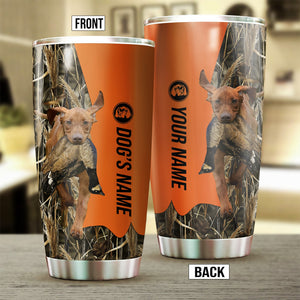 Vizsla Birds & Deer shed Hunting Dog Custom name Stainless Steel Tumbler Cup FSD4297