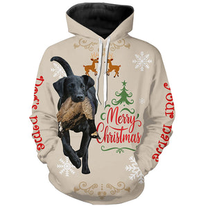 Christmas Black Labrador Retriever Hunting Dog Custom Name Shirts, Gifts for Hunters FSD4609