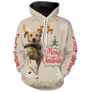 Christmas Yellow Labrador Retriever Hunting Dog Custom Name Shirts, Gifts for Hunters FSD4612