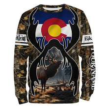 Load image into Gallery viewer, Elk hunting Colorado flag custom Name camo all over print Shirts, Personalized gifts for hunter FSD1556