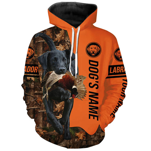 Pheasant Hunting with Dogs Black Labs Customize Name Shirts for Bird Hunter, Labrador Retriever shirt FSD4027