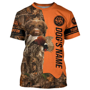 Pheasant Hunting with Dogs Wirehaired pointing Griffon customize Name Shirts for Bird Hunter FSD4031