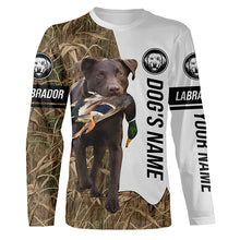 Load image into Gallery viewer, Duck Hunting with Labrador Retriever Dog Custom Name Camo Full Printing Shirts, Chocolate Lab Hunting Partner FSD2669