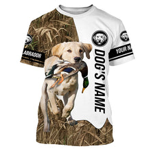 Load image into Gallery viewer, Duck Hunting with Labrador Retriever Dog Custom Name Camo Full Printing Shirts, Yellow Lab Hunting Partner FSD2670