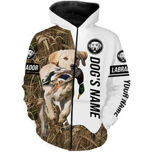 Load image into Gallery viewer, Duck Hunting with Labrador Retriever Dog Custom Name Camo Full Printing Shirts, Yellow Lab Hunting Partner FSD2670