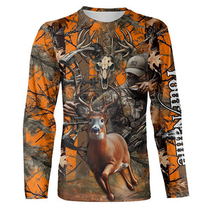 Deer Bow Hunting Orange camouflage Custom Name Shirts, Personalized Deer Hunting Clothes FSD352