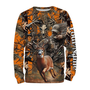 Deer Bow Hunting Orange camouflage Custom Name Shirts, Personalized Deer Hunting Clothes FSD352