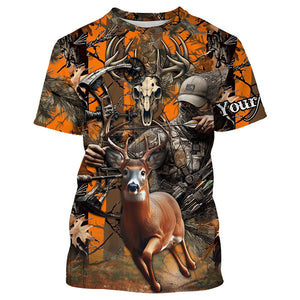 Deer Bow Hunting Orange camouflage Custom Name Shirts, Personalized Deer Hunting Clothes FSD352