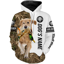 Load image into Gallery viewer, Duck Hunting with Light Golden Retriever Dog Custom Name Camo Full Printing Shirts, Hoodie FSD3587